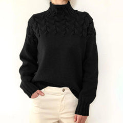 DAME PULLOVER MIT HOHEM KRAGEN | ELEGANTER KOMFORT STIL in Schwarz