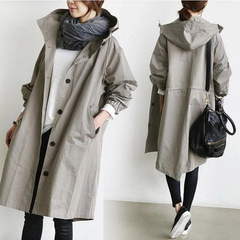 Damen Regenjacke | Mit Knopfverschluss Vorne in Grau