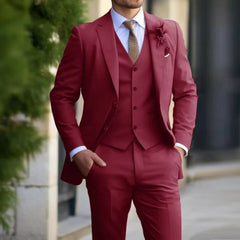 Herren Moderne Hochzeitsgast Anzug | Dreiteiliges in Rot