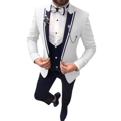 Slim Fit Hochzeitsgast Anzug für Herren | 3-Teilig in Weiß