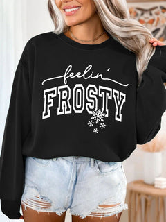 Damen Sweatshirt mit grafischem Aufdruck in Schwarz