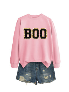Damen Sweatshirt mit glitzerndem Aufdruck in Rosa