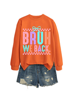 Damen Sweatshirt mit fröhlichem Druck und bequemer Passform in Orange