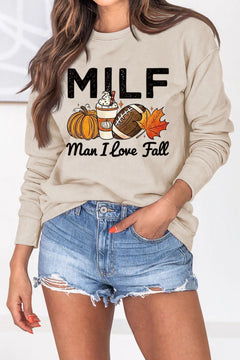 Damen Sweatshirt mit herbstlichem Essenzen-Motiv und inspirierendem Schriftzug in Khaki