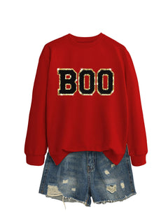 Damen Sweatshirt mit glitzerndem Aufdruck in Rot