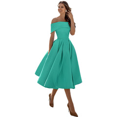 Dearbhla  | Fashion Casual Trägerloses Satin Partykleid in Eisblau