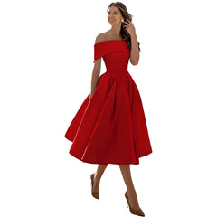 Dearbhla  | Fashion Casual Trägerloses Satin Partykleid in Rot