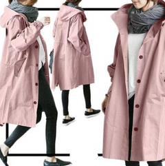 Damen Regenjacke | Mit Knopfverschluss Vorne in Hellrosa