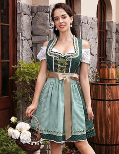 3-teiliges Dirndlset mit Schürze & Bluse – Oktoberfest | Traditionelles Trachtenkleid für festliche Anlässe in Grün