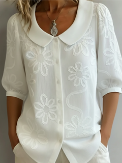 Livia | Elegante Soft-Touch-Bluse für Damen in Weiß