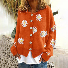 Damen Cardigan mit Blumen Druck | Lässig in Orange