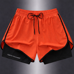 Geometrische Sportshorts für Damen – Stylisch und atmungsaktiv für Fitness und Laufen in Orange