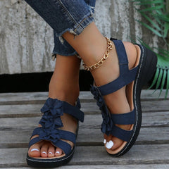 Ornella- Stilvolle Sandalen Mit Blumendetail Für Damen in Blau