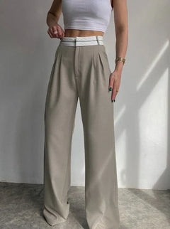 Wendy® | Hose mit hoher Taille. Gerader, weiter Beinschnitt in Grau