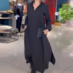 Perla - Lockeres Maxikleid mit Seitenschlitzen in Schwarze