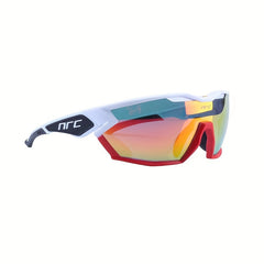 Polycarbonat-Radbrille mit 3 Gläsern – winddichte Brille für Radfahren, Laufen und Outdoor-Aktivitäten in Weiß Rot