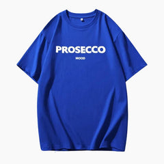 Poppy | Modisches Prosecco Print Oversized T Shirt in Blau