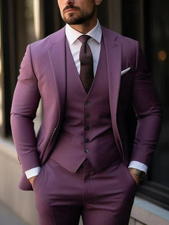 Dreiteiliger Elegante Hochzeitsgast Anzug für Herren | Lila in Lila