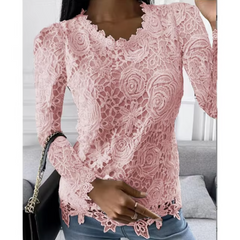 Quendola – Elegantes Spitzentop mit Blumenmuster in Rosa