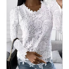 Quendola – Elegantes Spitzentop mit Blumenmuster in Weiß