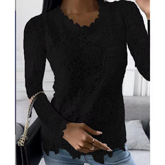 Quendola – Elegantes Spitzentop mit Blumenmuster in Schwarz