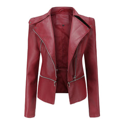 Schlanke Passform Bikerjacke für Damen | Lässig in Rot