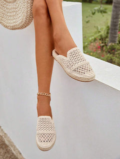 Renate – Espadrille Flats Damen Mit Zopfdetail Sommer Boho in Beige