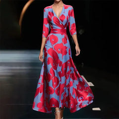 Matisse – Elegant Floral Maxi Dress in Rot Blau
