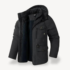 Robuste Herren Winterjacke mit Fleece-Futter für kalte Tage in Schwarz