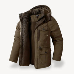 Robuste Herren Winterjacke mit Fleece-Futter für kalte Tage in Braun