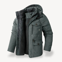 Robuste Herren Winterjacke mit Fleece-Futter für kalte Tage in Grau