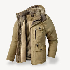 Robuste Herren Winterjacke mit Fleece-Futter für kalte Tage in Beige