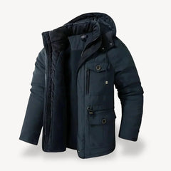 Robuste Herren Winterjacke mit Fleece-Futter für kalte Tage in Marineblau