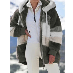 Damen Fleece Jacke | Mit Kapuze in Armeegrün