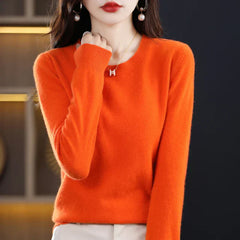 Stefani - Kaschmirpullover mit Rundhalsausschnitt in Orange