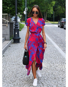 Emi - Bequemes Kleid in Rot/Blau