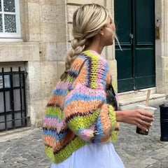 Modische Strickjacke für Damen | Offene Vorderseite in Grün