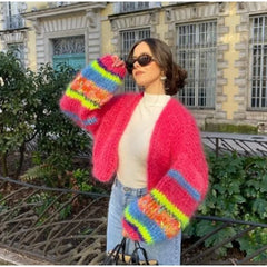 Modische Strickjacke für Damen | Offene Vorderseite in Rot