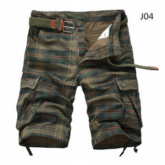 2025 Summer Men Shorts Fashion Plaid Beach Shorts Mens Casual Shorts Military Short Pants Male Bermuda Cargo Overalls No belt in JD04 Green