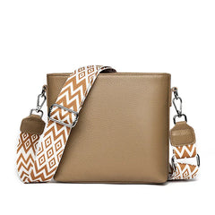 Matilda | Finnisches PU Leder Schultertasche in Khaki