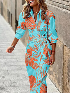 Kayleah - Bedrucktes Sommerkleid mit Schnürung in Hellblau