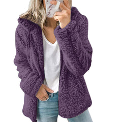 Damen Lässiges Kapuze Jacke | Warme in Lila