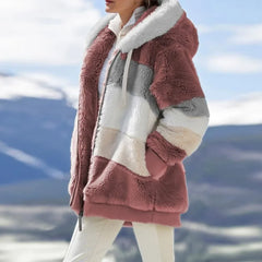 Damen Fleece Jacke | Mit Kapuze in Rot