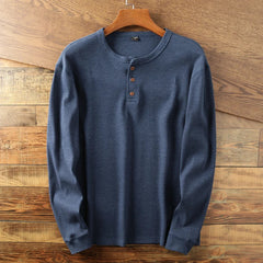 Felix | Herren Casual Langarm Henley T-shirt in Blau
