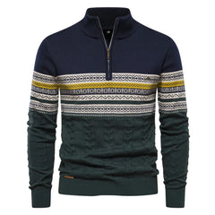 Herren Retro Half-Zip Pullover in Dunkelblau