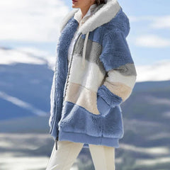 Damen Fleece Jacke | Mit Kapuze in Blau