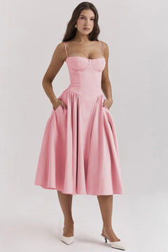 Johanna - Damen Armloses Midikleid in Rosa