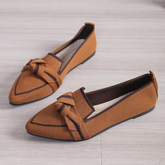 Jordana - Spitz Zulaufende Loafers - Knoten-Detail in Braun