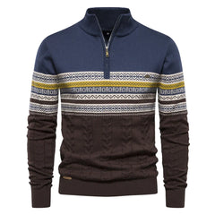 Herren Retro Half-Zip Pullover in Blau