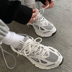 Chunky Retro-Mesh Turnschuhe für Herren in Weiß grau